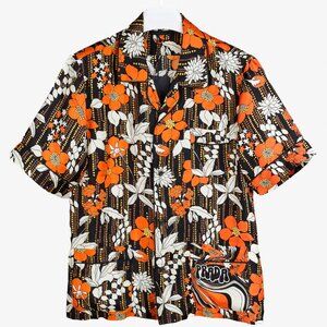 Prada 2018 Orange Silk Hawaiian Print Bowling Shirt